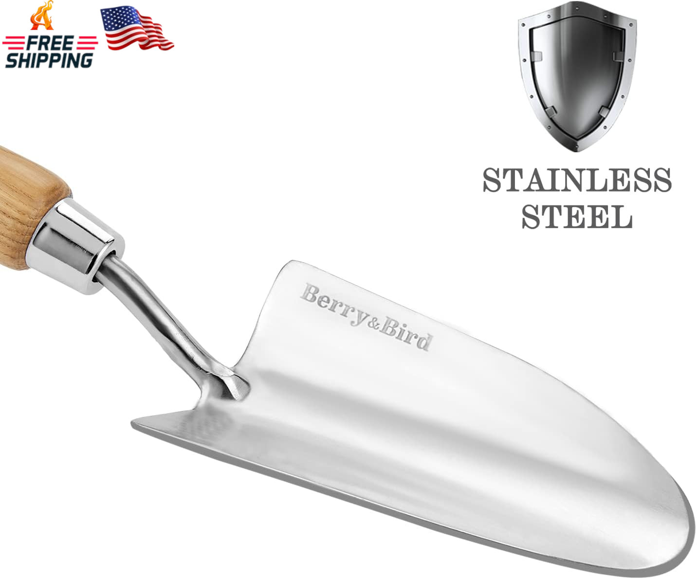 Berry&Bird Stainless Steel Trowel, Garden Small Flower Hand Shovel, Potting Soil