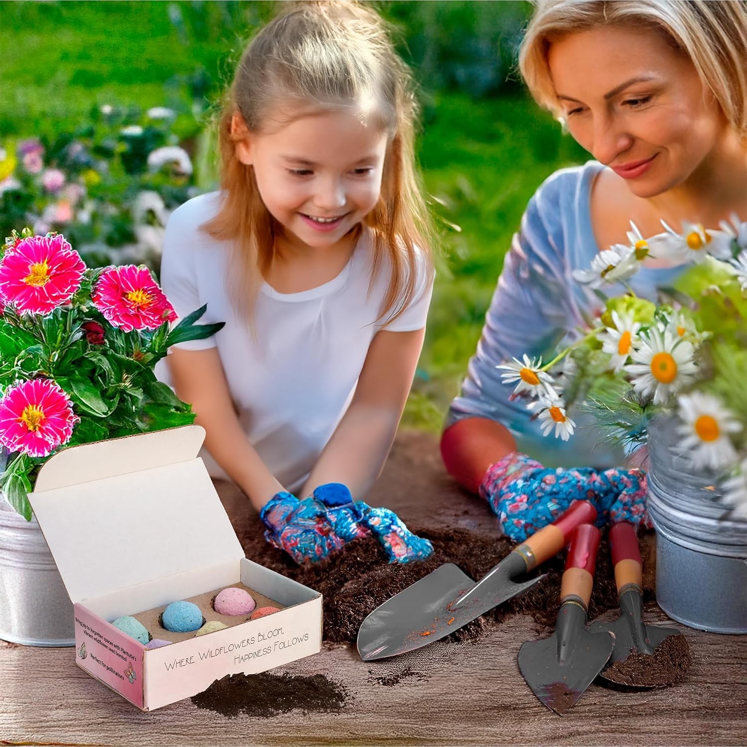 Wildflower Seed Bomb Gift Box – 6 Colorful Hand Rolled Seed Balls for Easy Gar
