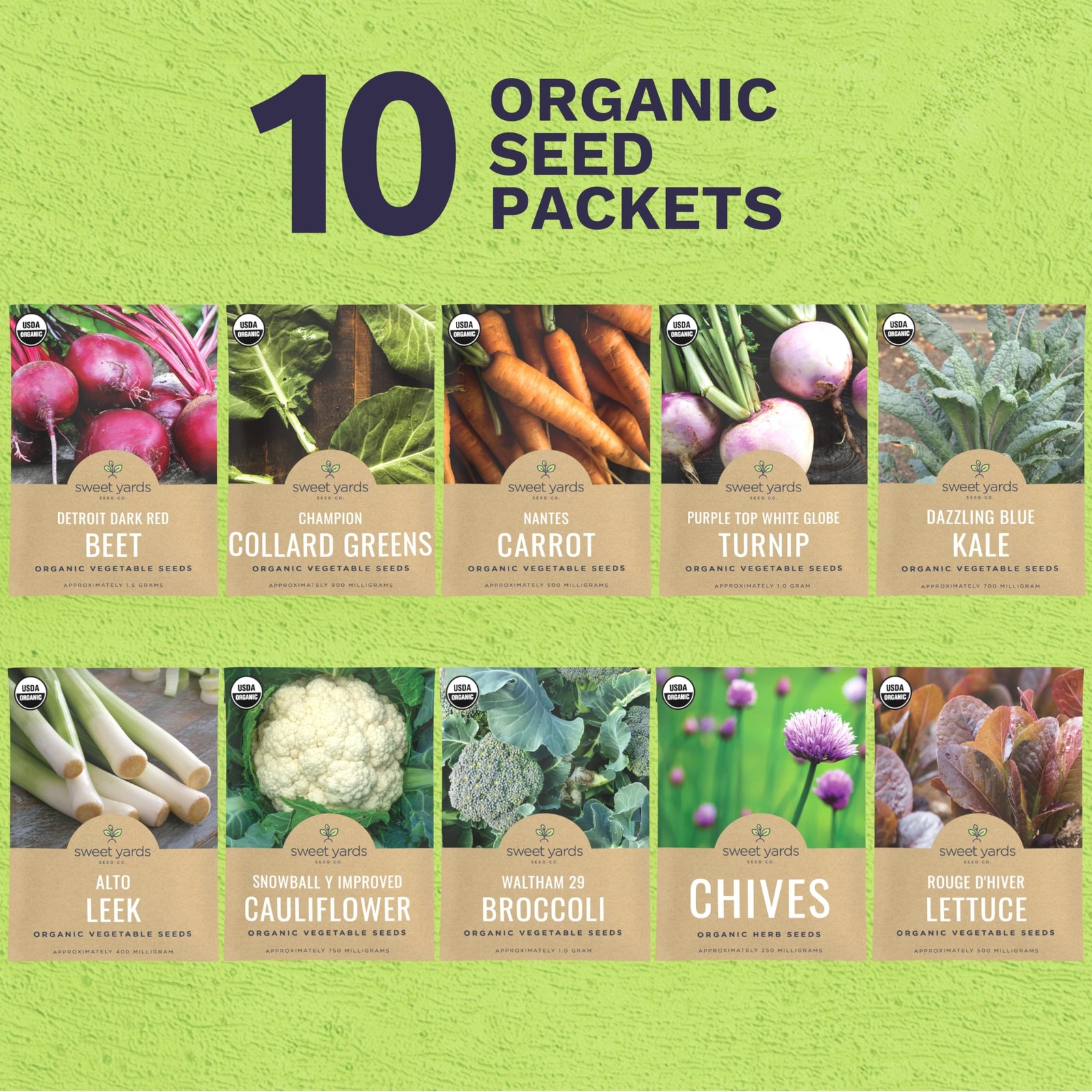 Organic Cold Hardy Fall & Winter Seeds Variety Pack – 10 Individual Packs – 2…