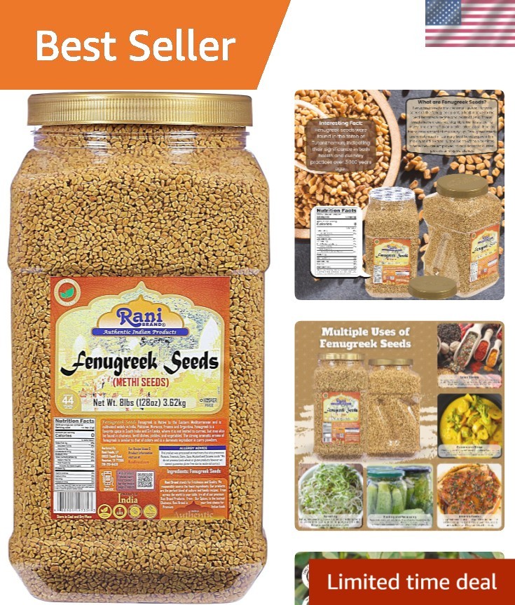 Rani Bulk Fenugreek Seeds – 8lbs Methi Seeds for Cooking & Ayurvedic Use
