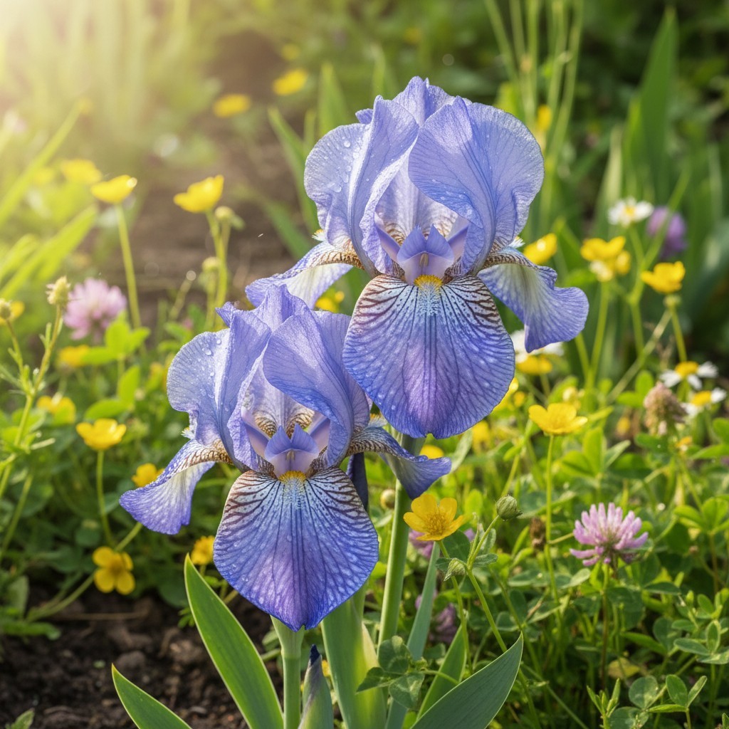 50 Bearded Iris Flower Seeds – Lavender Blue Blooms with White Veins