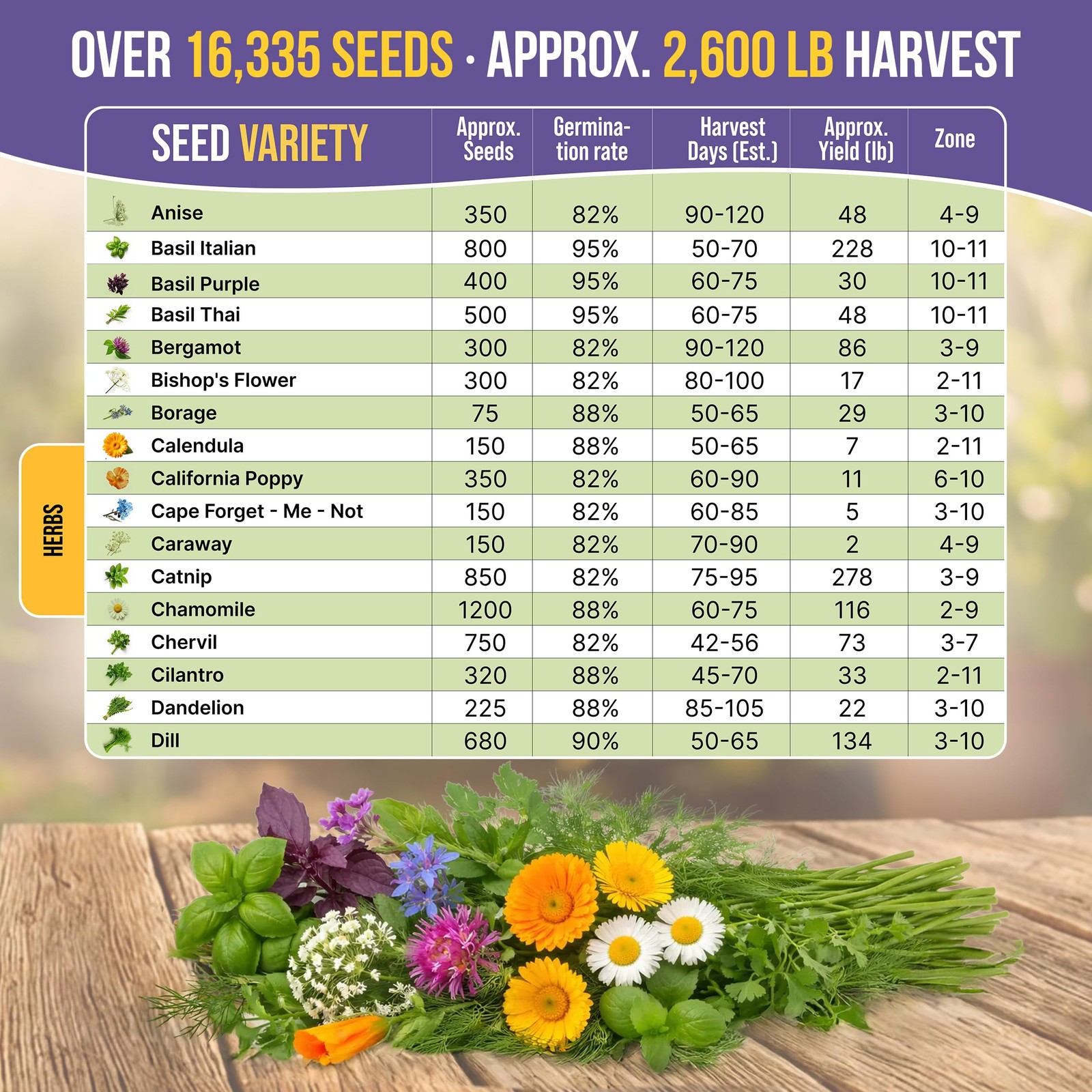35 Medicinal & Tea Herb Seeds Variety Pack for Indoor & Outdoors. 16,335+ Non…