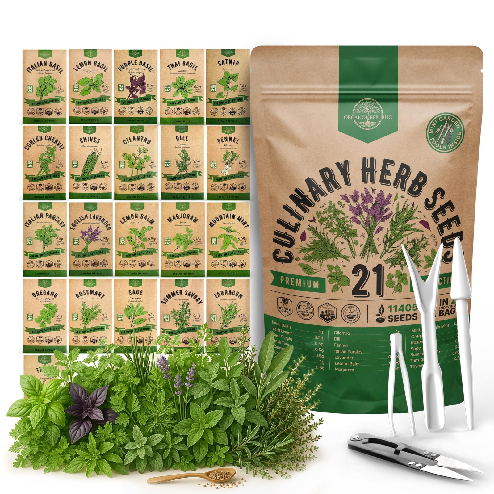 Culinary Herb Seeds Variety Pack Heirloom NonGMO Seeds for Home Gardening