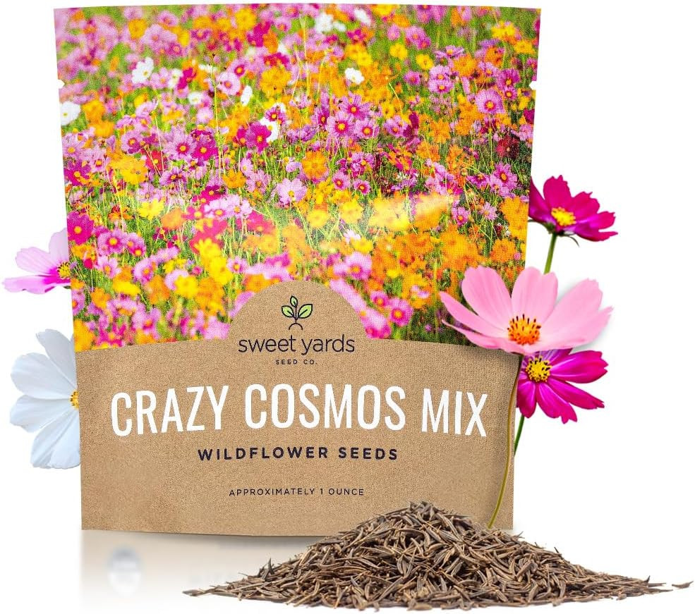 Cosmos Seeds Wildflower Mixture – Bulk 1 Ounce Packet – over 5,000 Seeds – Pink,