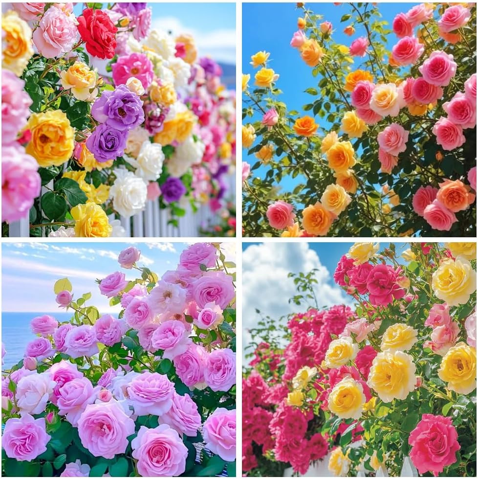 250+ Mix Climbing Roses Flowers Seeds -Rose Bushes Vine Climber Rose Seeds for P