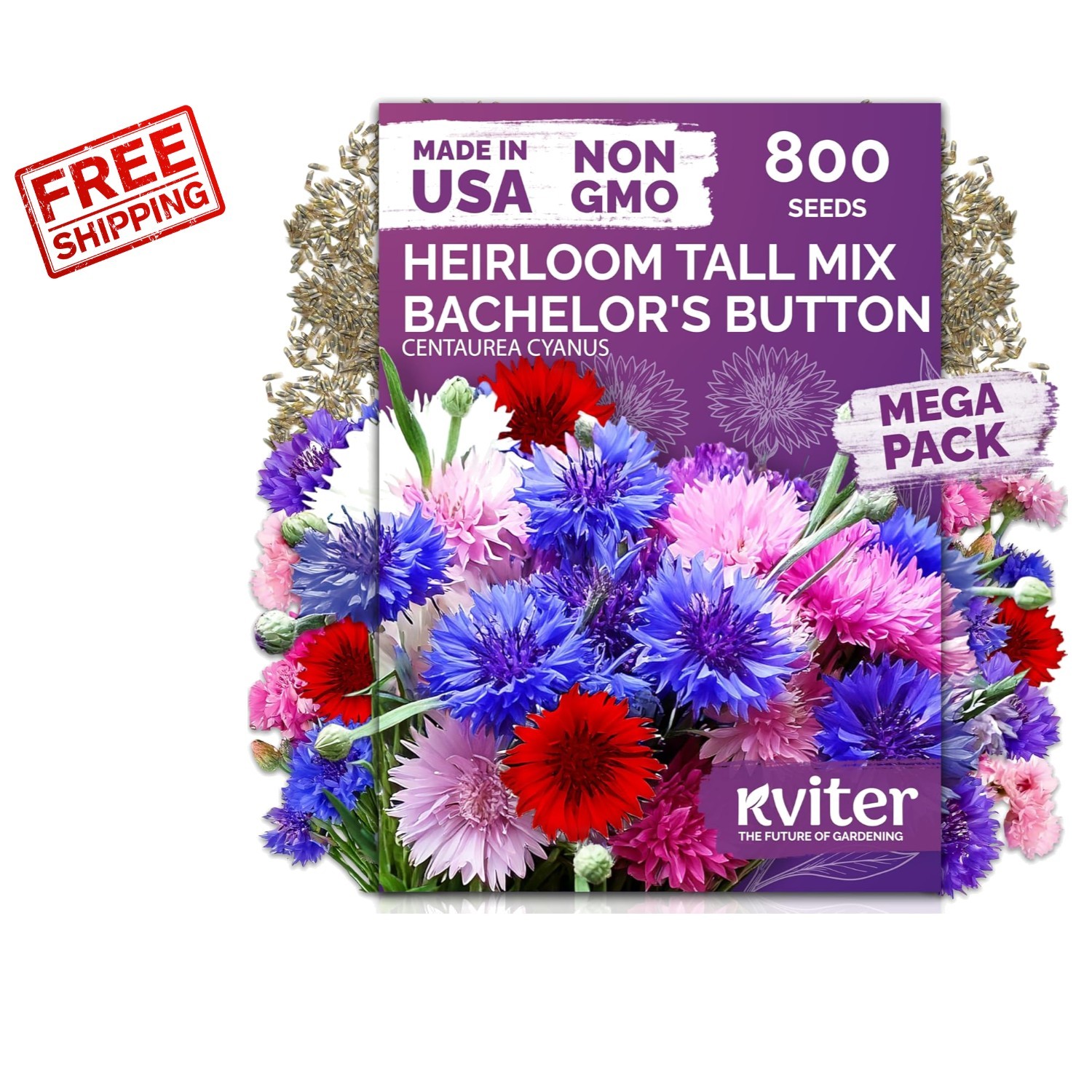 Summer-Blooming Cornflower Seeds – 800 Mixed Bachelor Buttons for Any Garden
