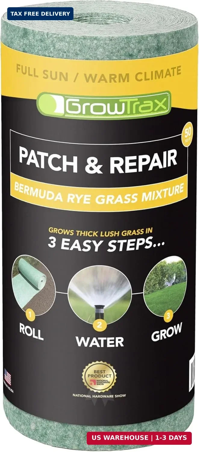 Growtrax Biodegradable Grass Seed – 50 SQFT Bermuda Rye – Grass Seed and Fertili