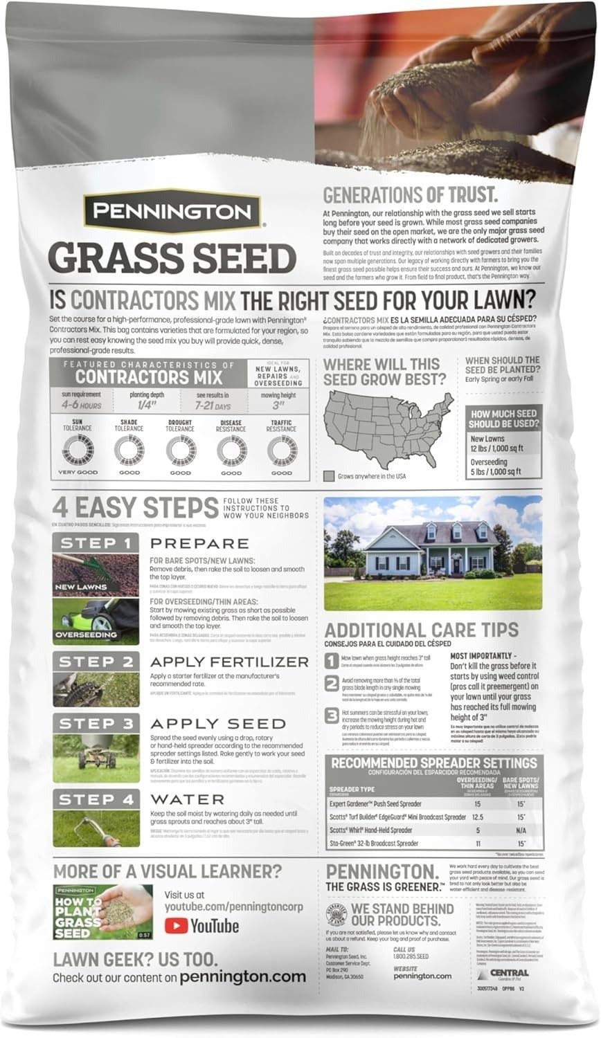 Pennington Northern Contractors Grass Seed Mix 40 lbs Covers Up To 8000 sq. ft.