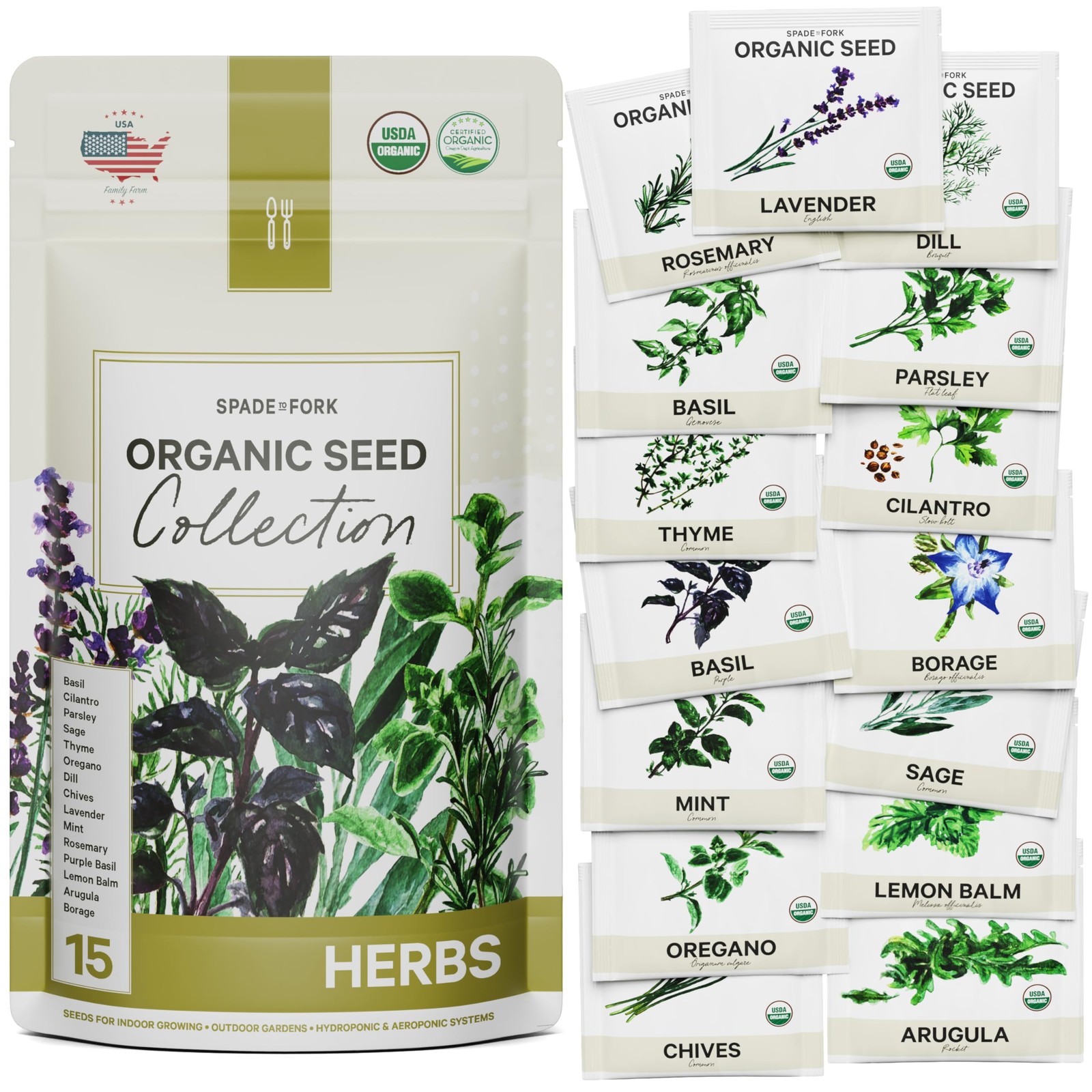 15 Certified Organic Herb Seeds Variety Pack (4X More) 10,000+ Non GMO Seeds …