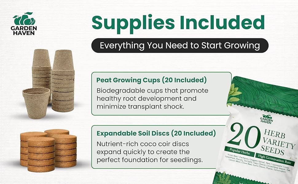 20 HERB Seeds Variety Pack Complete Grow Kit Culinary Herbs Indoor Outdoors Seed