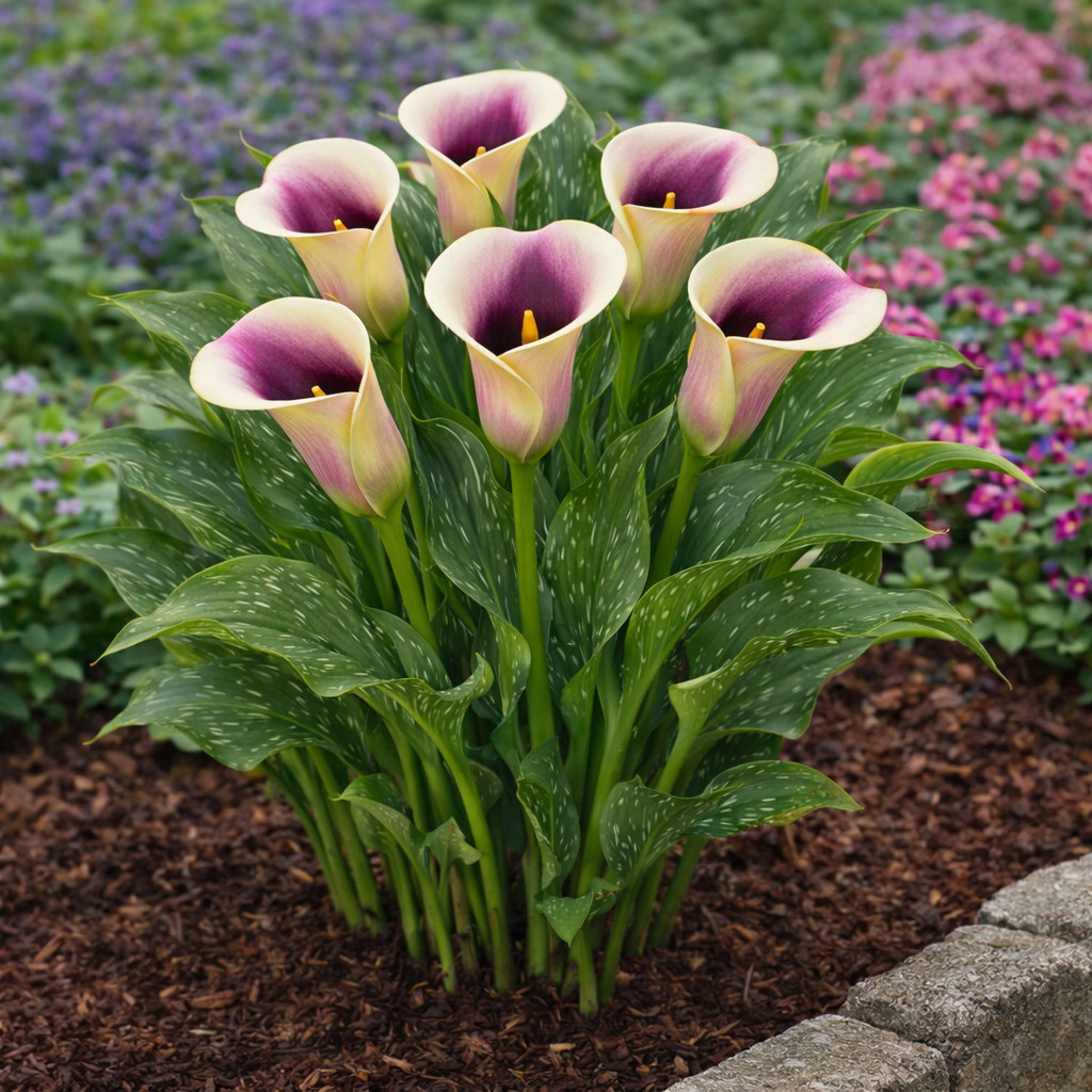 Zantedeschia Picasso Calla Lily Bulbs for Planting – Rare Purple and White (3)