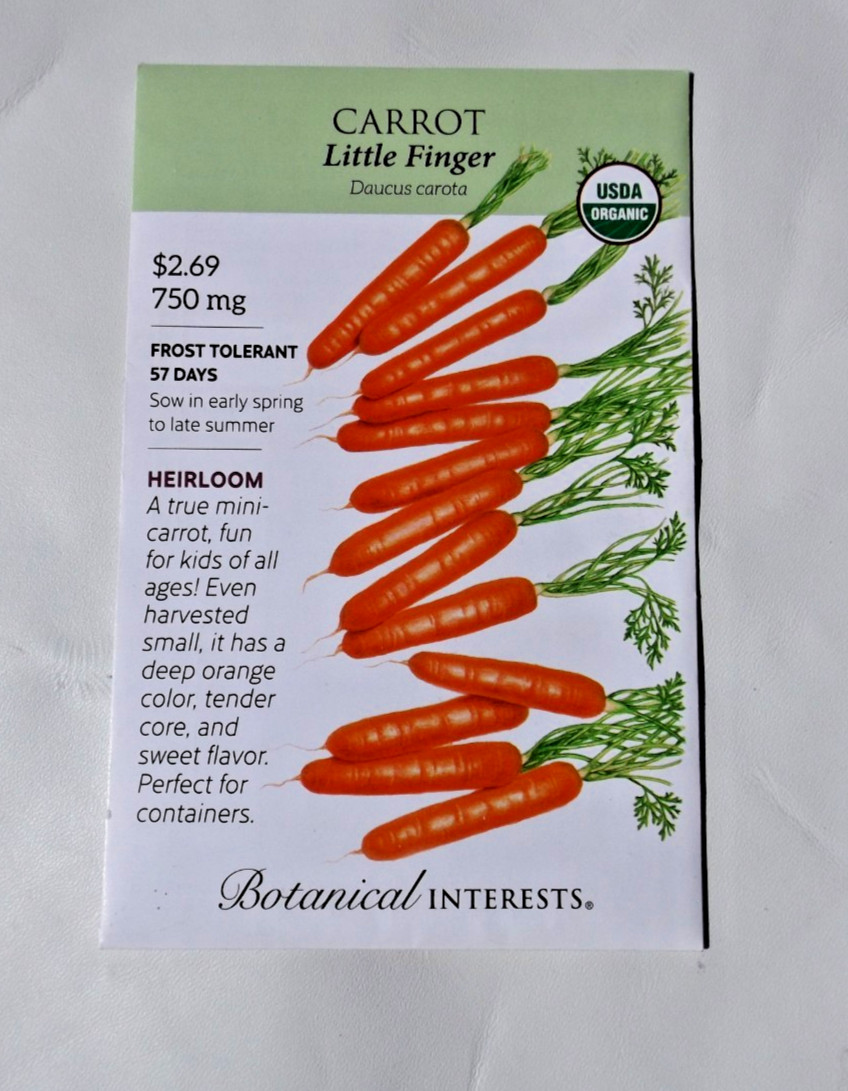 Lot #4. 12 packs Botanical Interests seeds, Blue Lake Bean , Carrots, Snap Peas