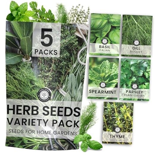 Herb Seeds | 5 Invidiual Packs | 2026 Season | Non-GMO | Basil, Herbs – 5 Packs
