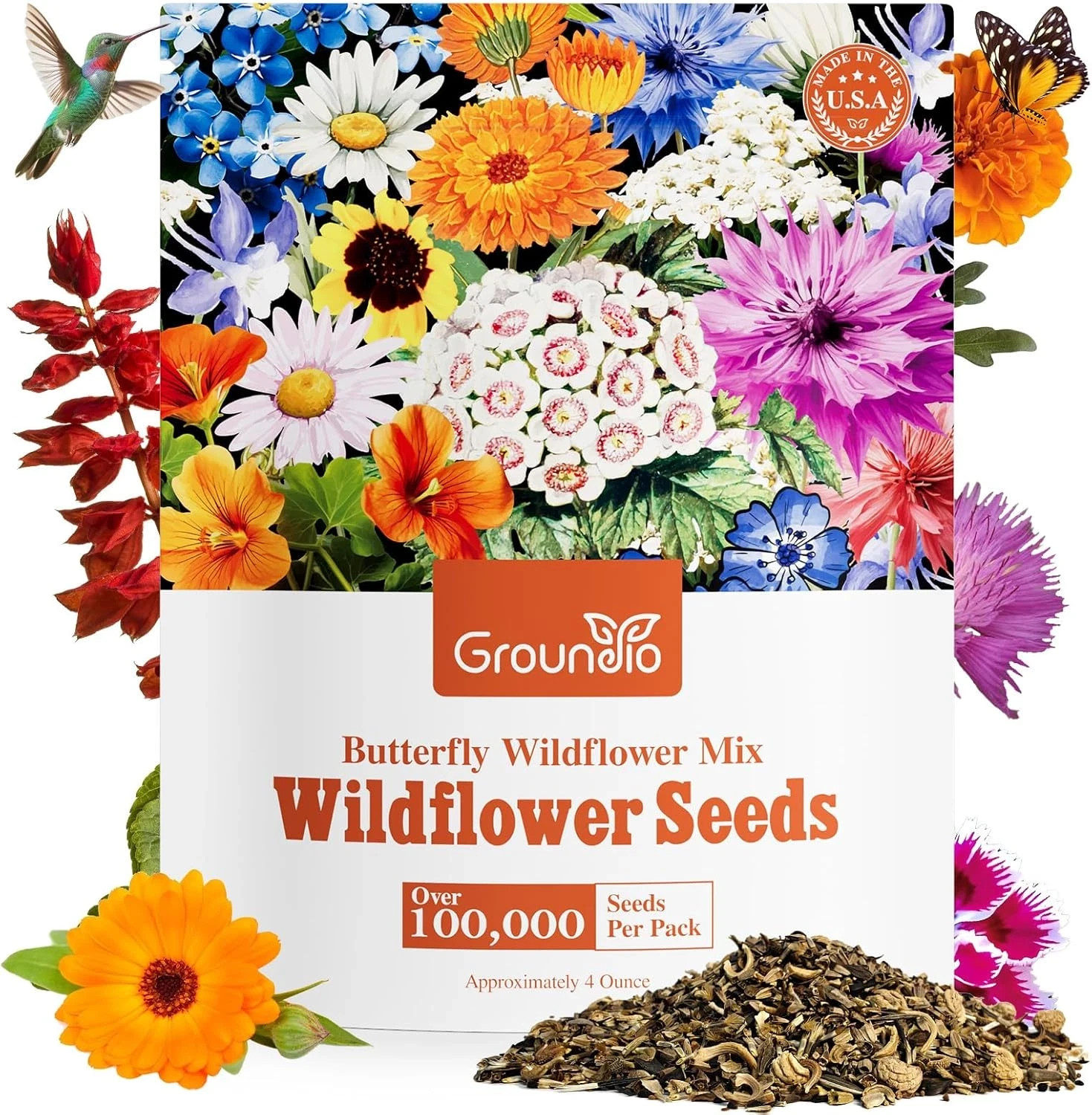 All Perennial Wildflower Seeds Bulk, 1/4 Lb, 100,000+ Seeds, 26 Variety Mix with