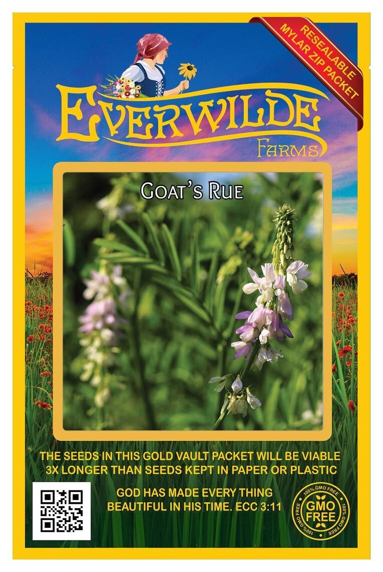 30 Goat’s Rue Wildflower Seeds – Everwilde Farms Mylar Seed Packet