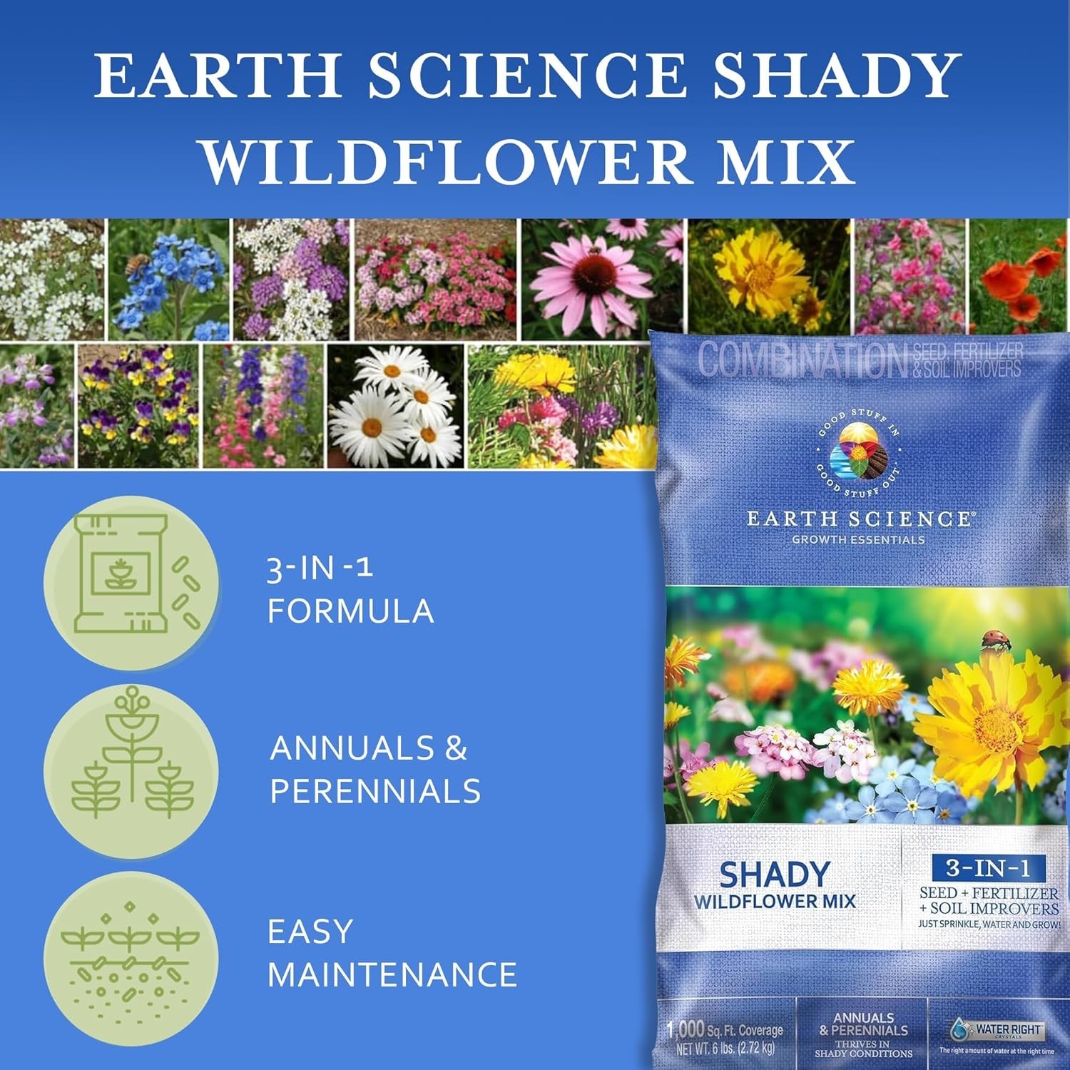 Vibrant Shady Wildflower Mix 6 lb – Eco-Friendly Seeds Safe for Kids & Pets