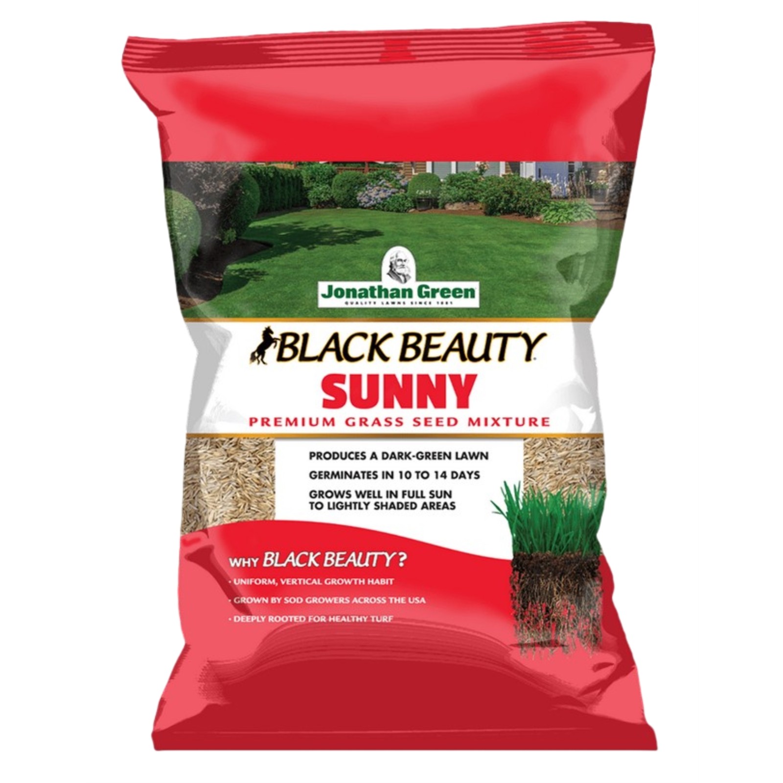 Jonathan Green Black Beauty Sunny Premium Grass Seed Mixture, 25lb bag, 2 Pack