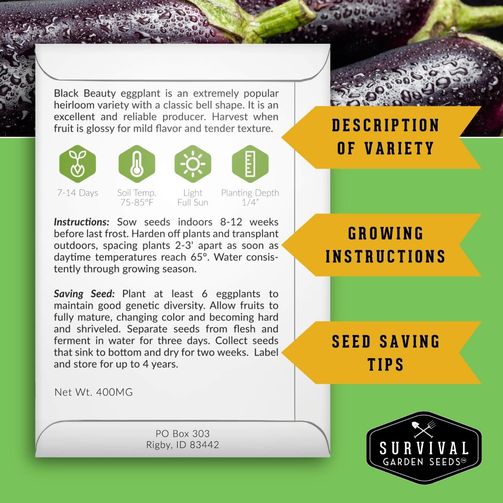 Heirloom Vegetable Garden Seed Vault – 15 Pack Non-GMO Seeds for Tomato, Lettuce