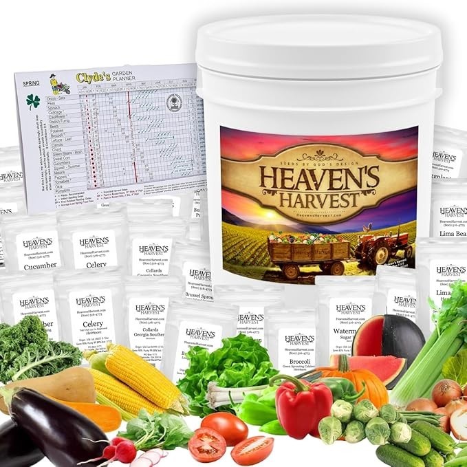 Vegetable Seed Bank 25000 Heirloom Non GMO Survival Garden Kit Storage Drum