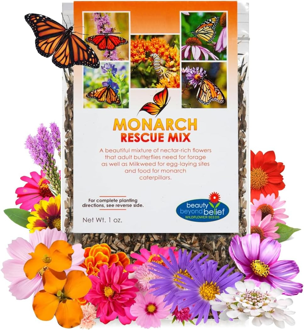 Monarch Butterfly Rescue Wildflower Seed Packet – 1Oz, Open-Pollinated Wildflowe