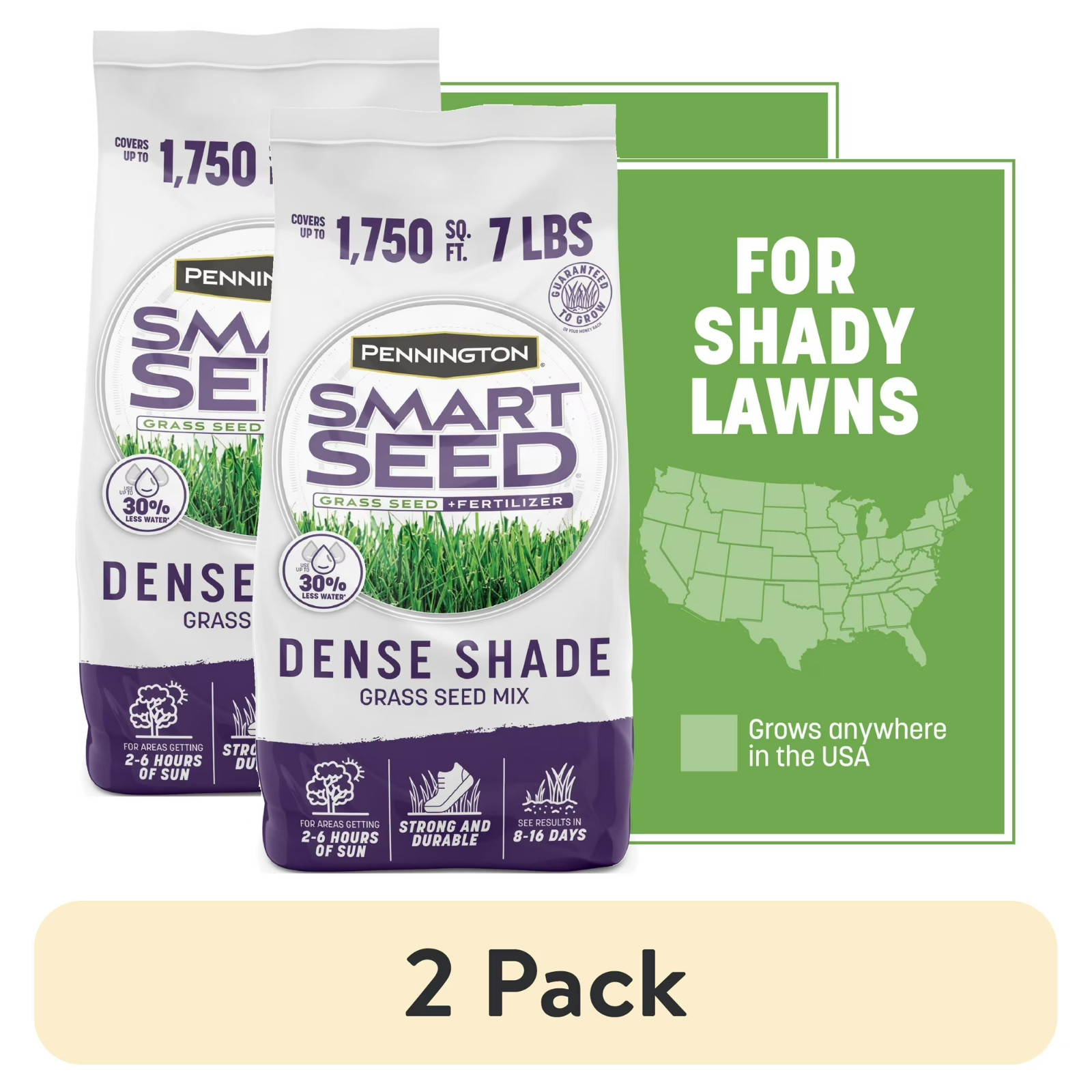 (2 Pack) Pennington Smart Seed Dense Shade Fescue Grass Mix 7 lb Bags 14lb Total