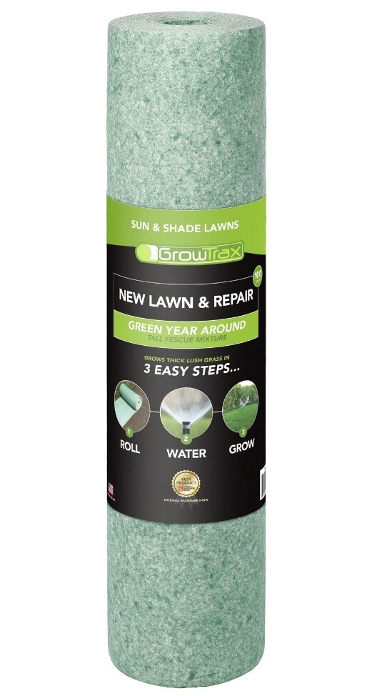 GrowTrax Biodegradable Grass Seed Mat, Year Round Green – 100 SqFt Big Rolls