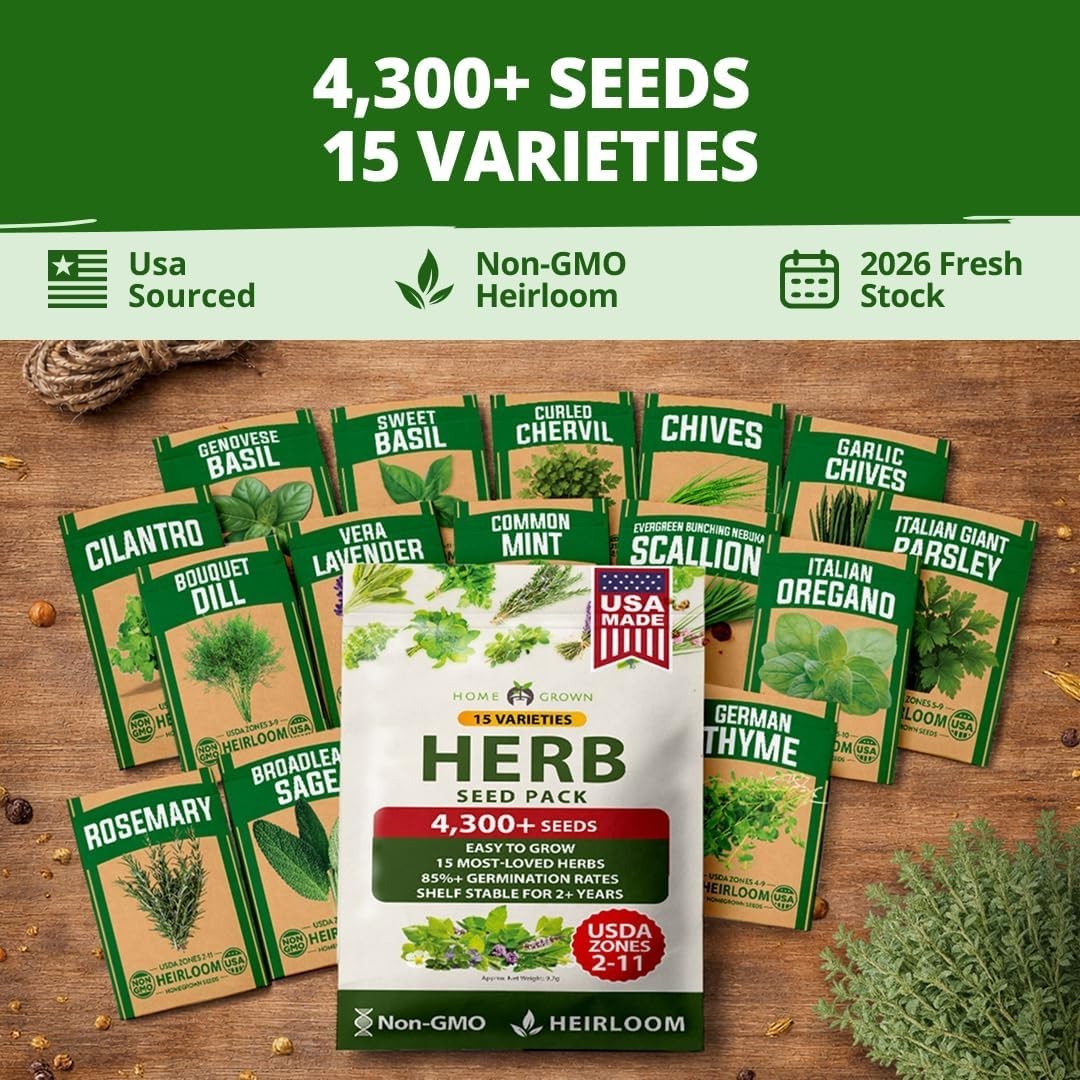 Massive 15-Pack Herb Seed Vault | Grow Your Own Fresh Herbs Indoors or Outdoors