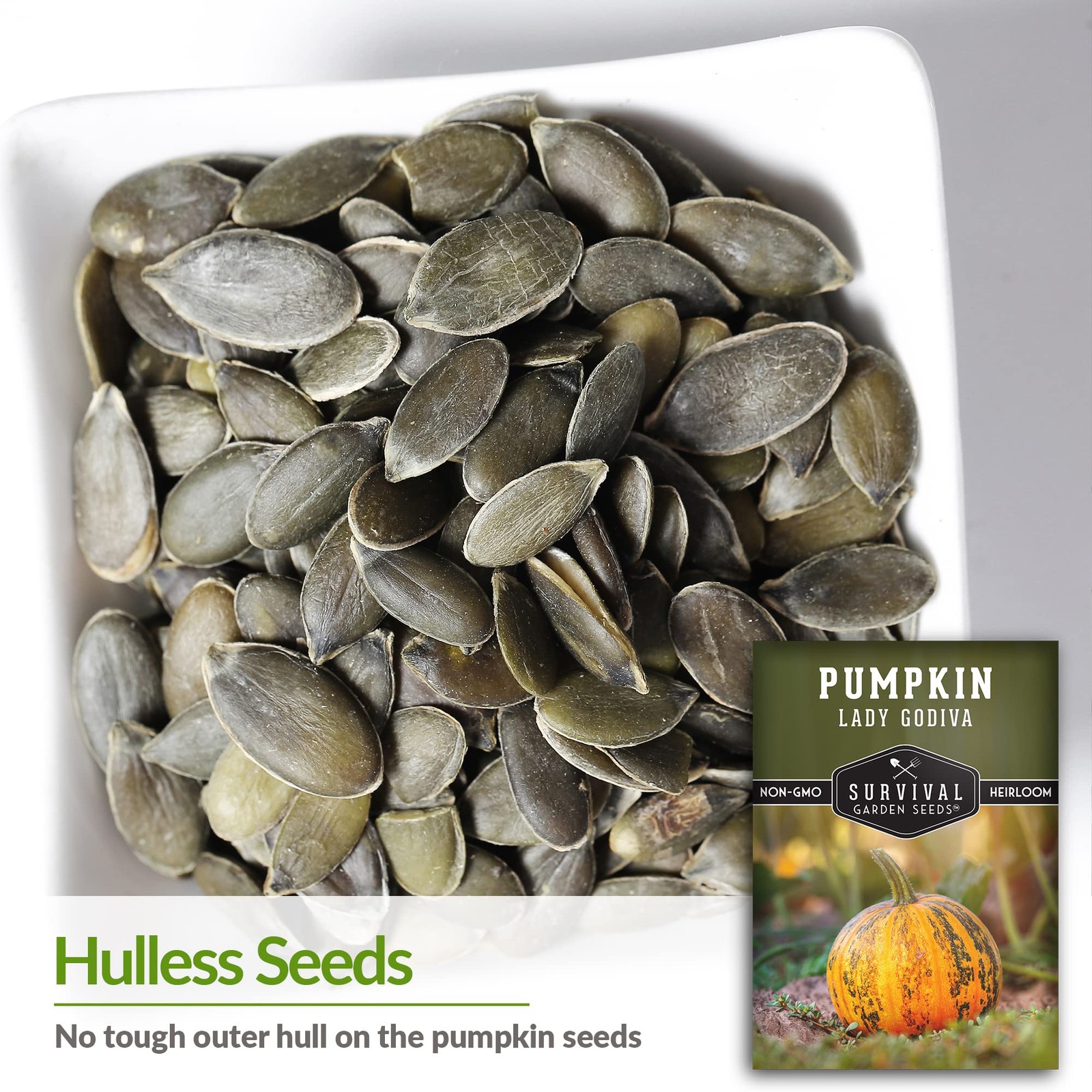 Lady Godiva Pumpkin Seeds for Planting – Hulless Styrian Pepita Pumpkins – No…