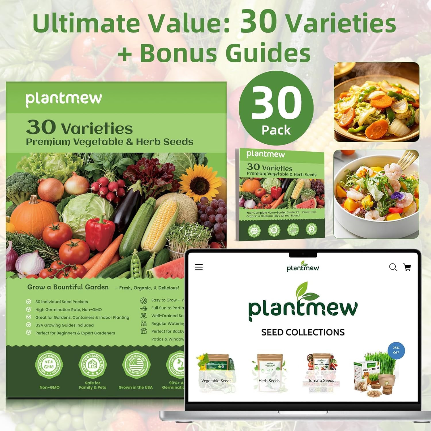 【Seed Vault】 Heirloom Vegetable Seeds Planting Kit – 15,000+ Non-Gmo Seeds for H