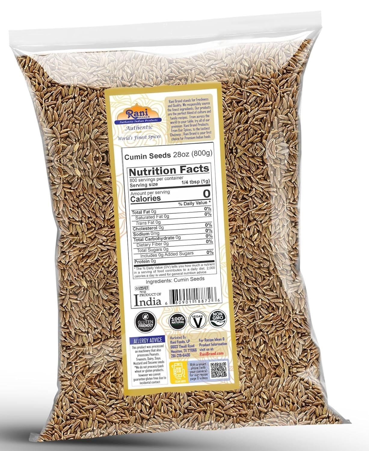 High-Quality Whole Cumin Seeds 28oz – All Natural, Non-GMO, Friendly
