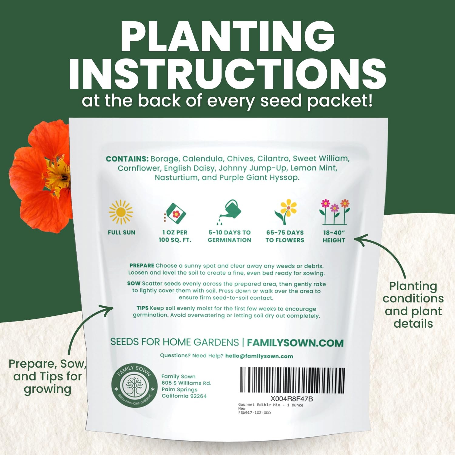 Premium Culinary Seeds Mix – 5,000 Edible Flower & Herb Seeds for Planting