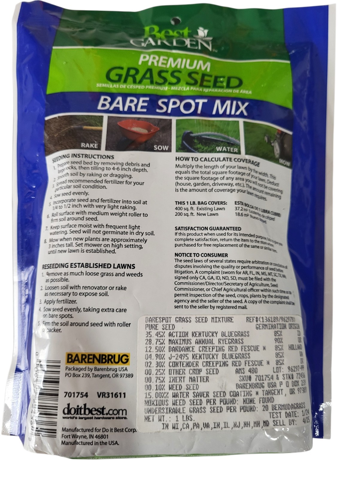 Best Garden seed 8-pound lot bare spot mix and premium fall mix free ship NEW