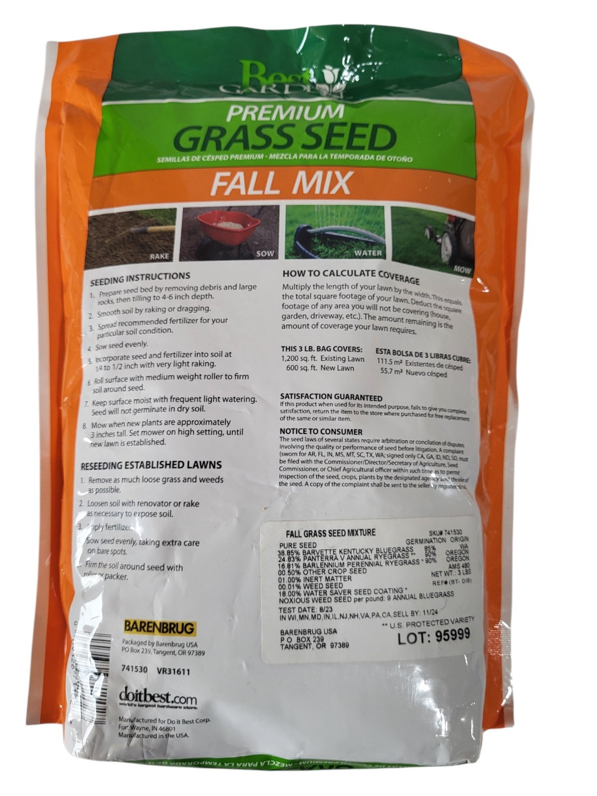 Best Garden seed 8-pound lot bare spot mix and premium fall mix free ship NEW