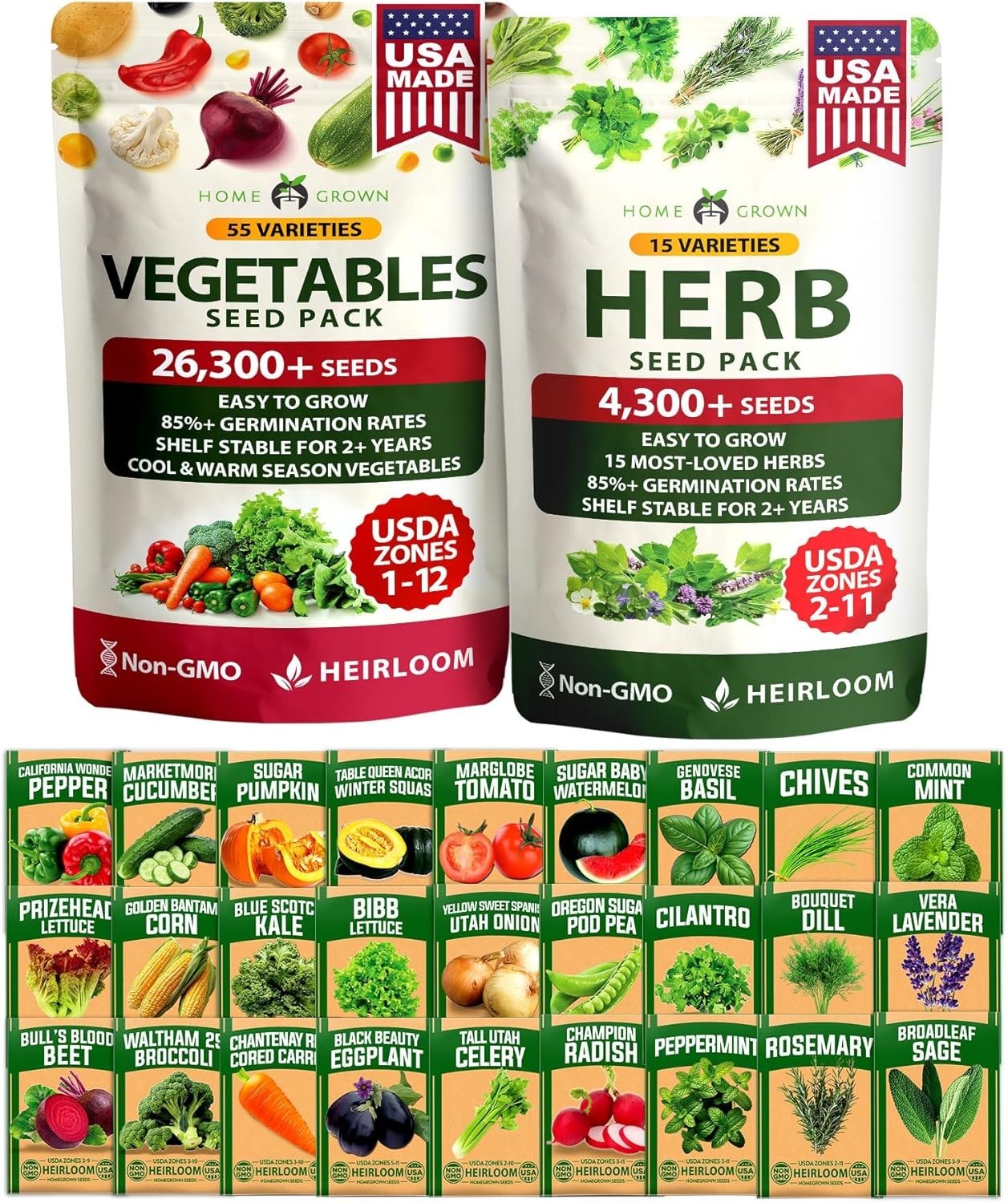 Ultimate 70 Variety Garden Seed Pack – 30,600+ Non-GMO Seeds