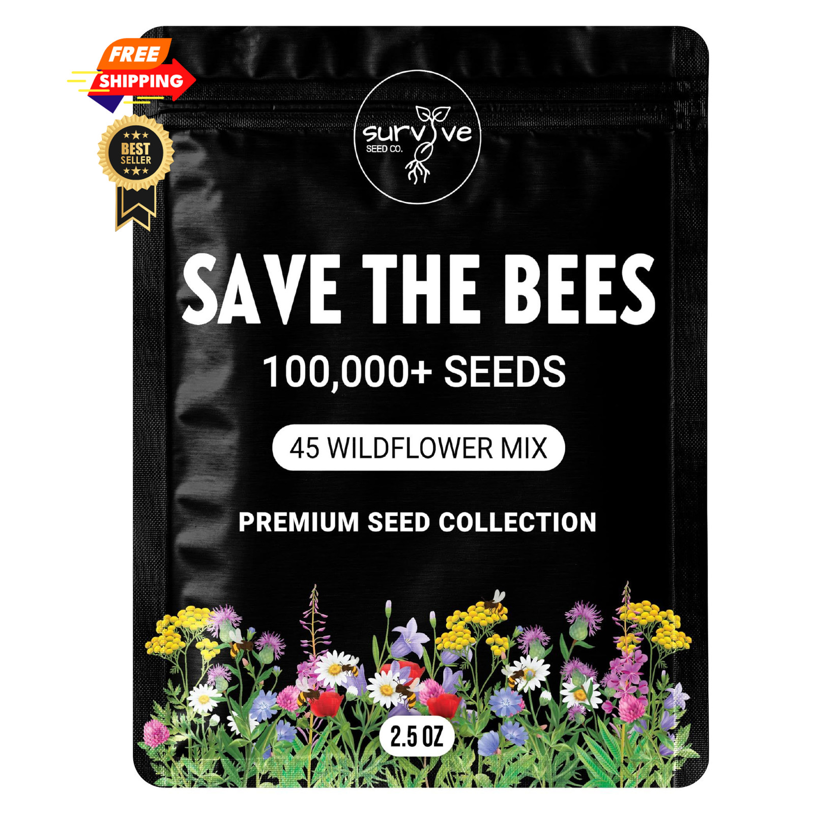 Package of 100,000 Wildflower Seeds – Blue,Orange,Purple,Red,Yellow, White
