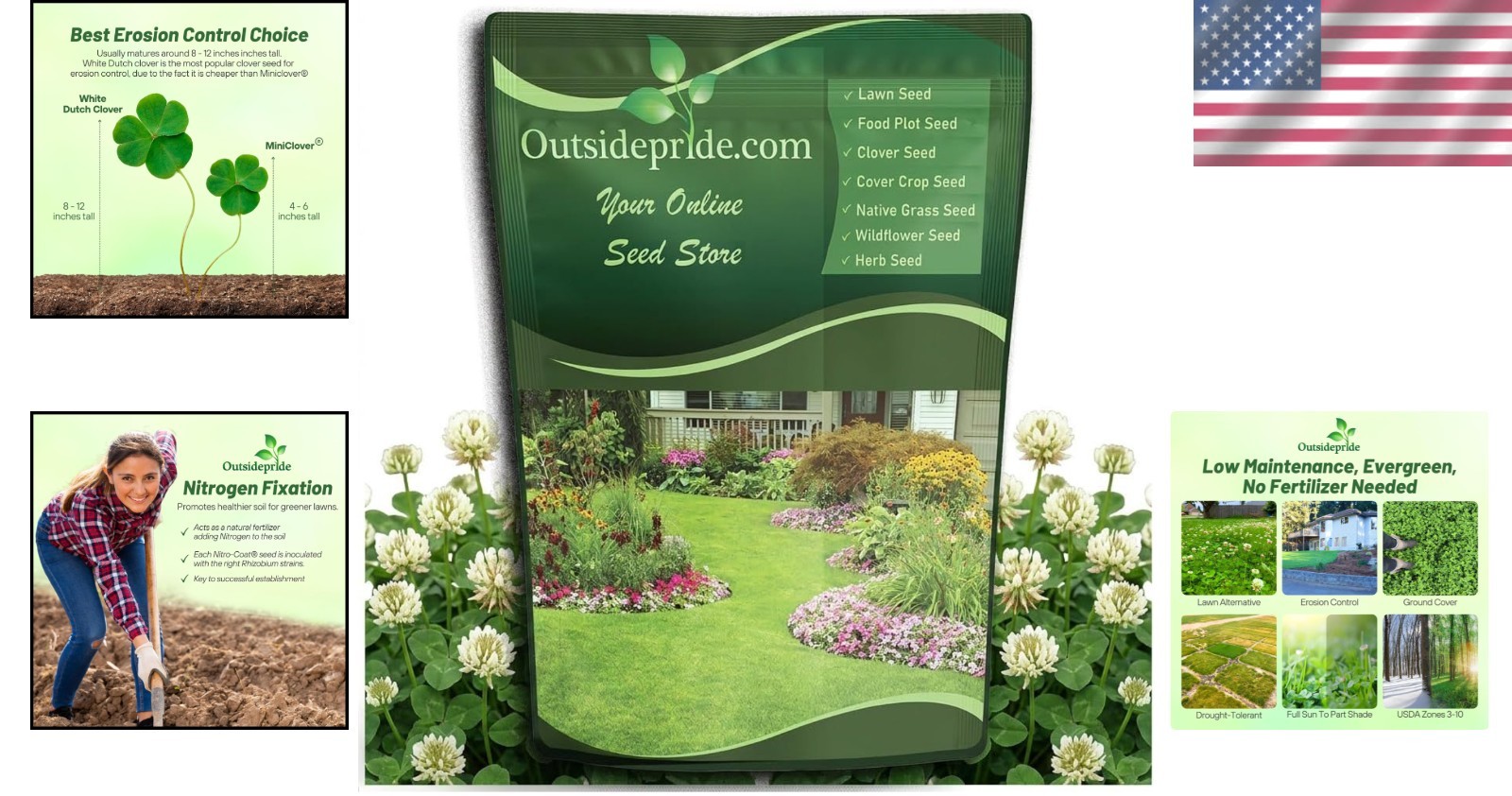 Drought Tolerant 5 lbs White Dutch Clover Seed – Perfect for USDA Zones 3-10