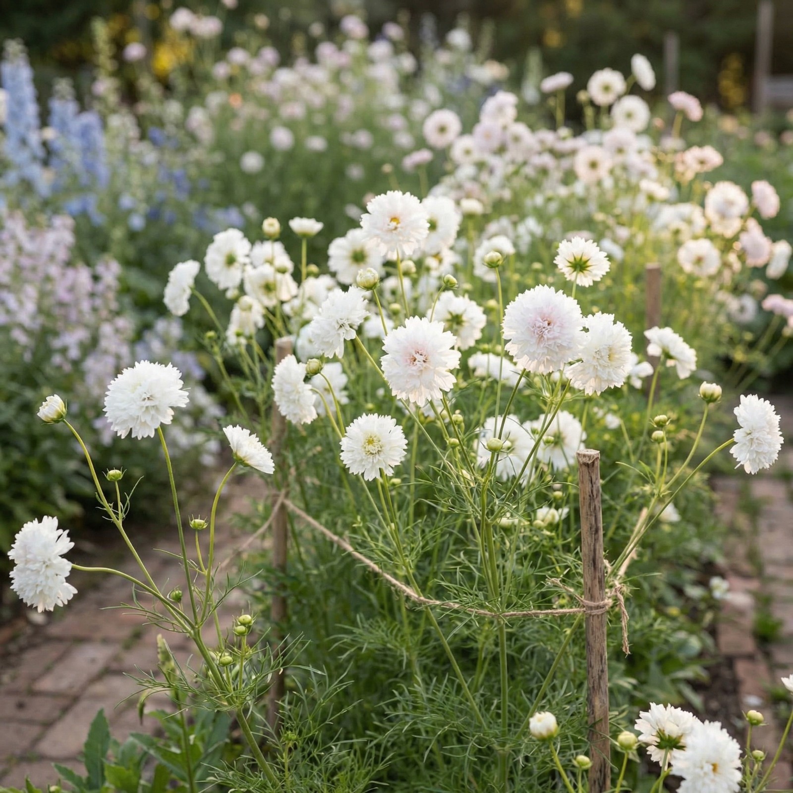 Cosmos DOUBLE CLICK SNOW PUFF Cut Flower Garden Elegant Blooms Heirloom 25 Seeds