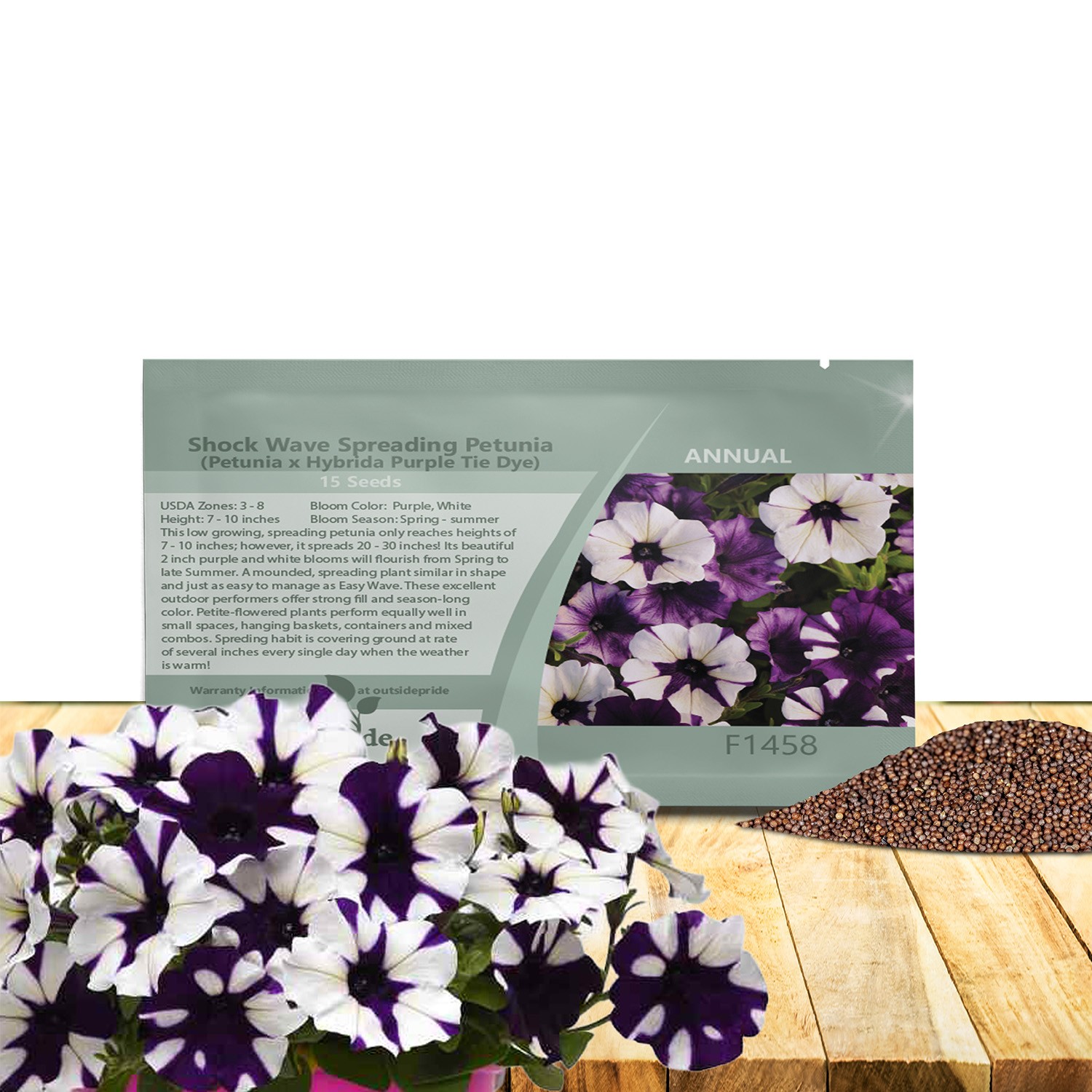 30 Seeds Spreading Petunia x Hybrida Purple Tie Dye Flower Seeds