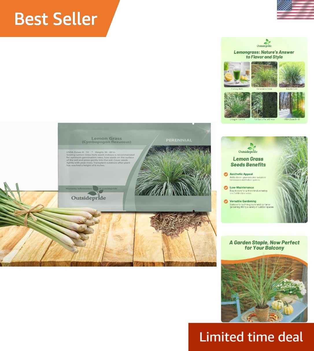 Lemon Grass Seeds for Planting – 1000 Perennial Seeds, Mosquito Repellent, De…