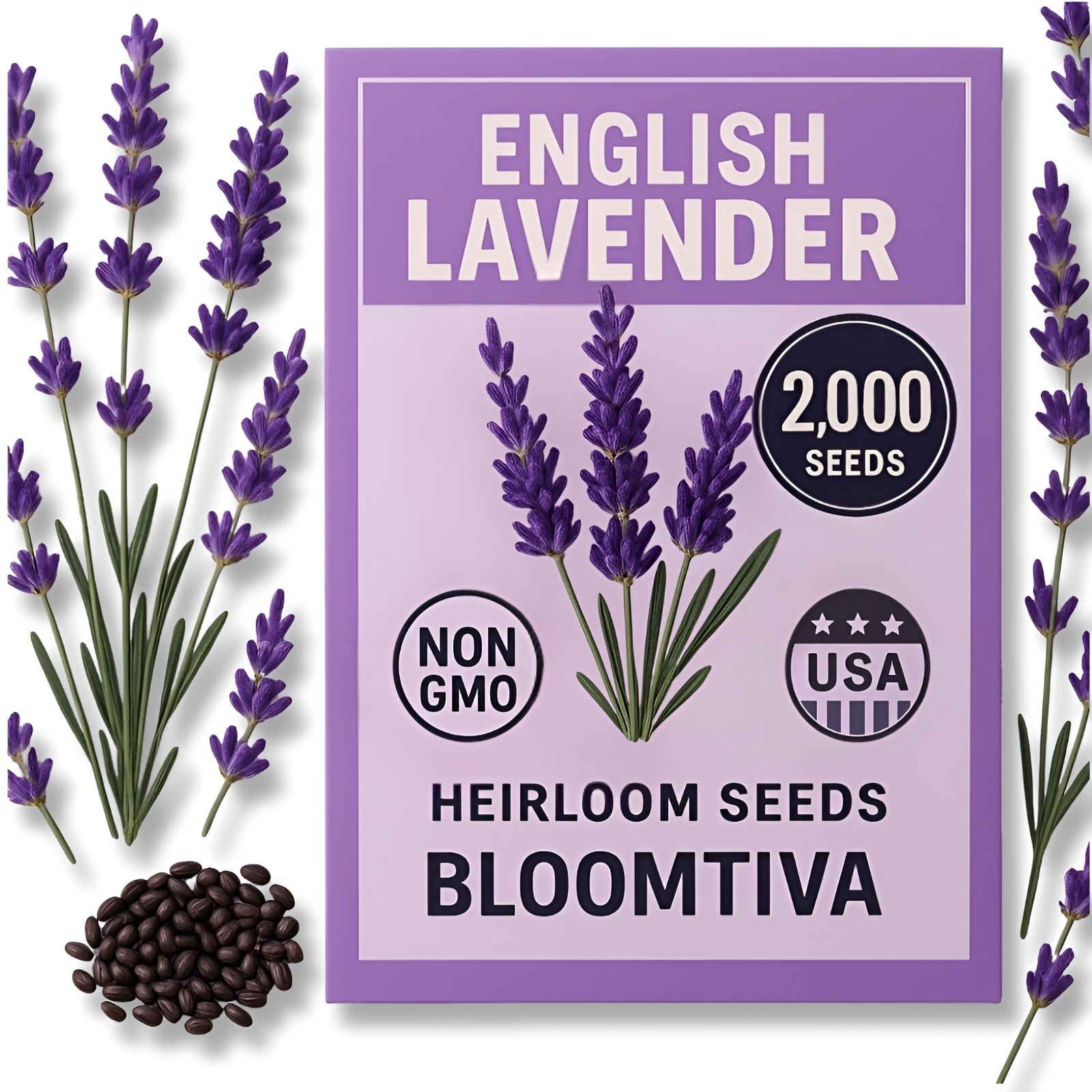 2,000 Premium English Lavender Seeds Non-GMO USA Grown Indoor Outdoor Planting