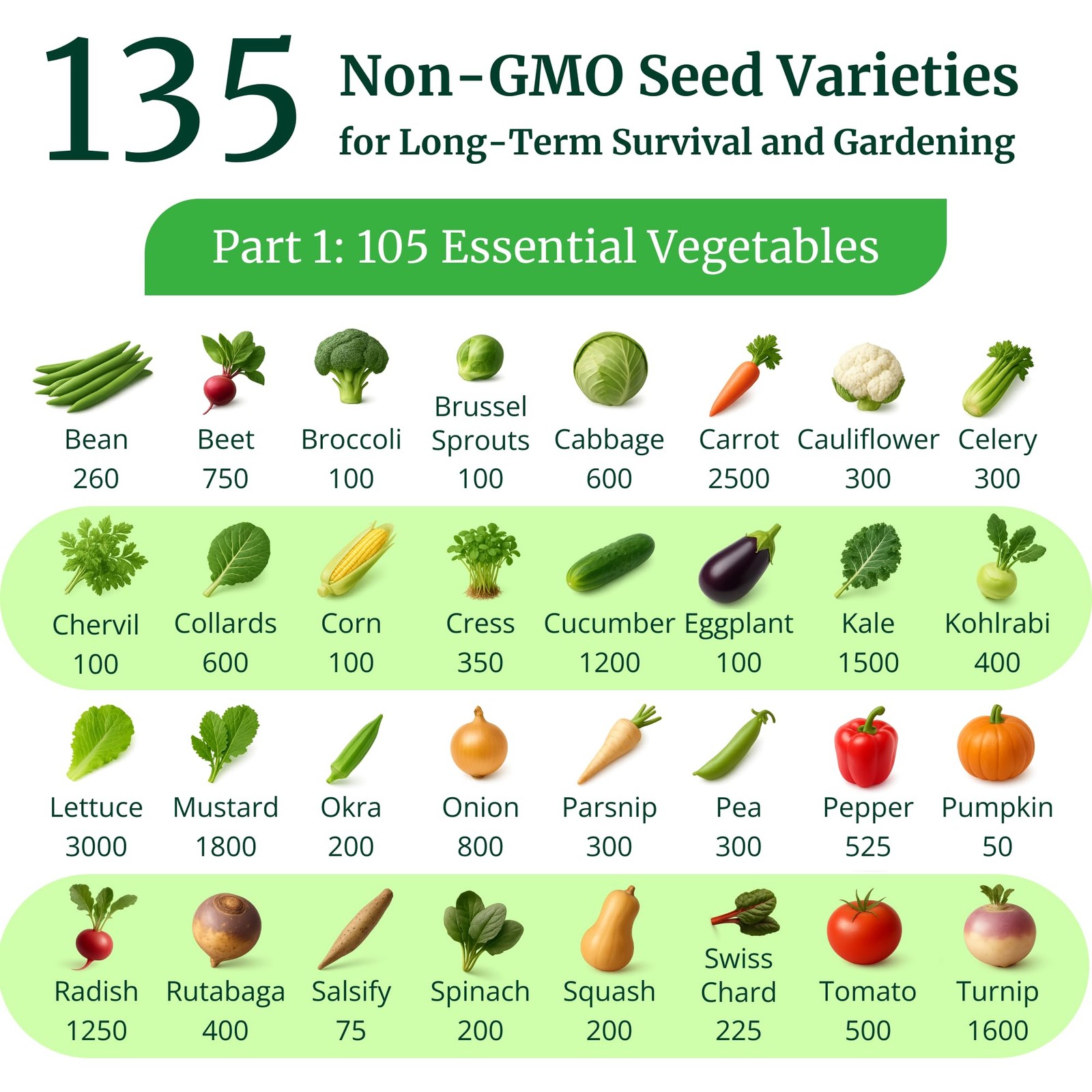 Heirloom Seeds for Planting Vegetables and Fruits – 135 Variety Vault – Medic…
