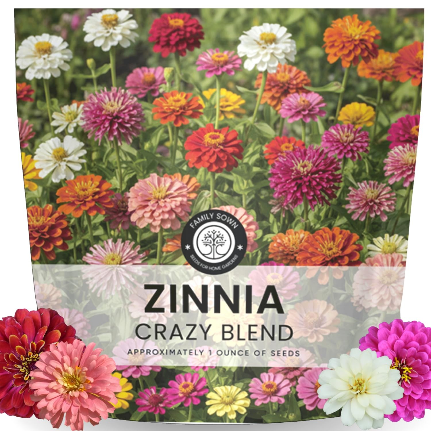 Zinnia Crazy Blend – 4,000 Seeds for Planting – 1 Ounce Pouch