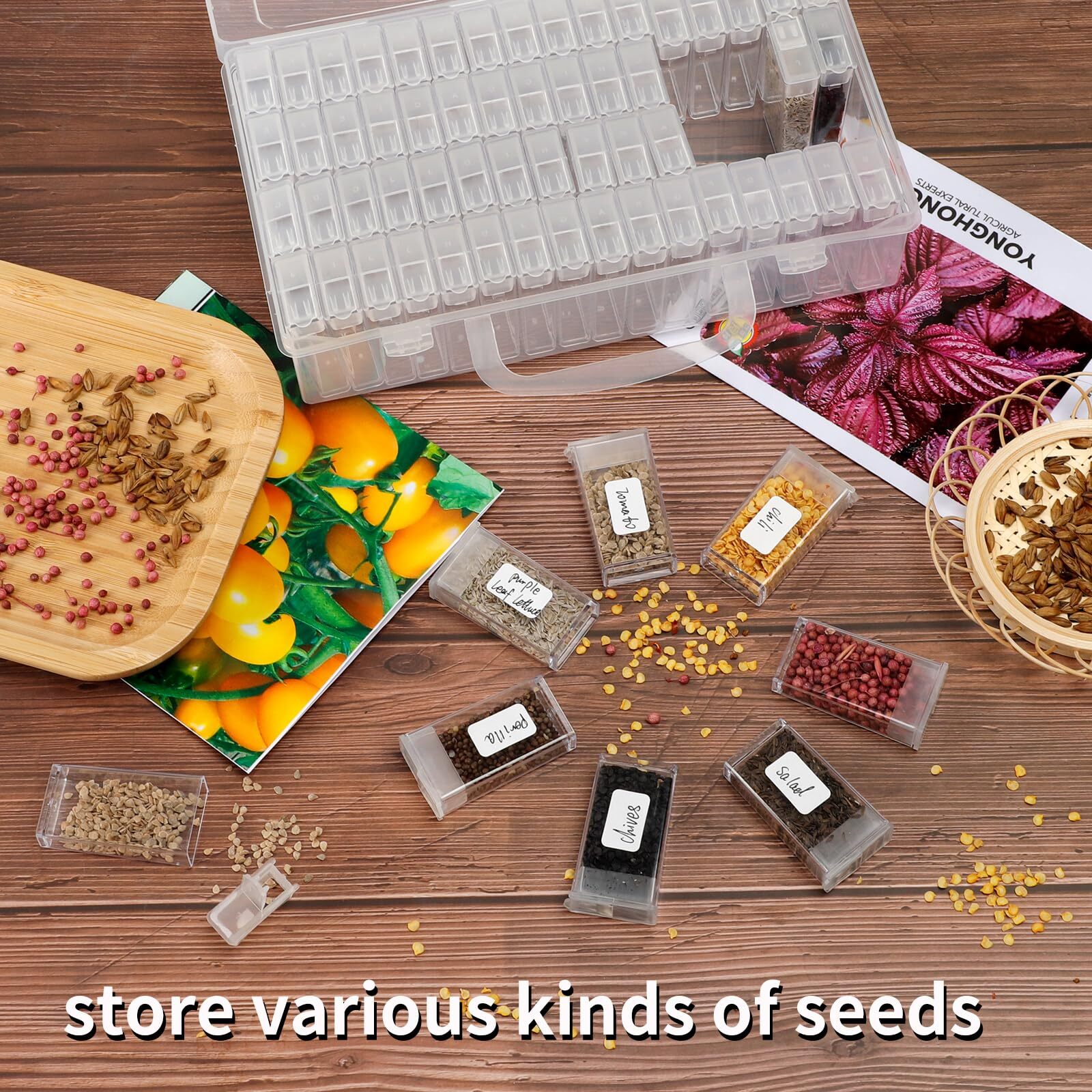 64 Slots Plastic Seed Storage Box Organizer Garden Seed Container Box
