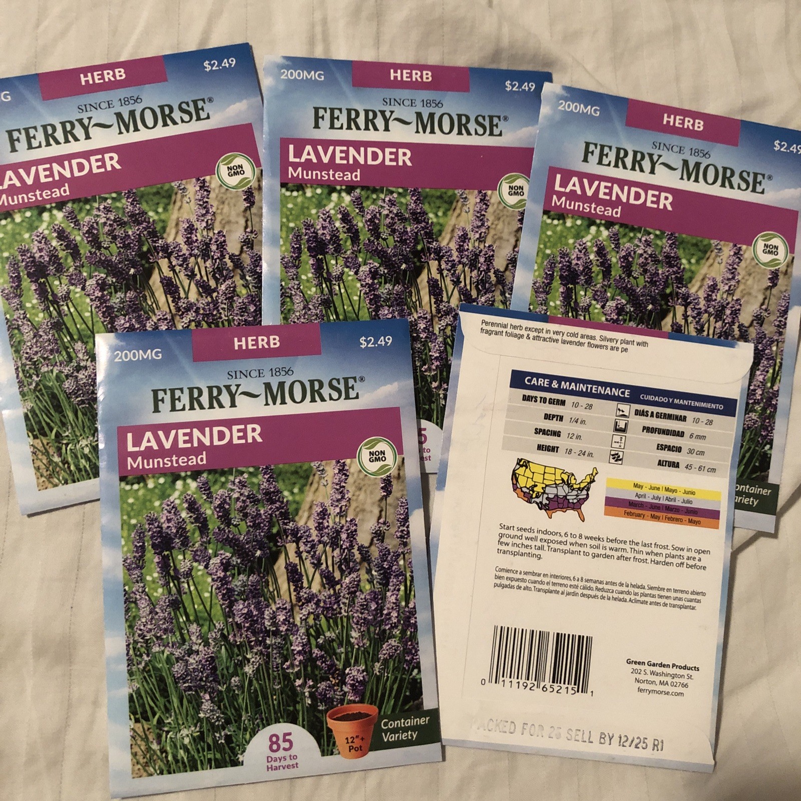 5 packs LAVENDER Herb Seeds FERRY-MORSE – Munstead, Container Variety NEW 2025