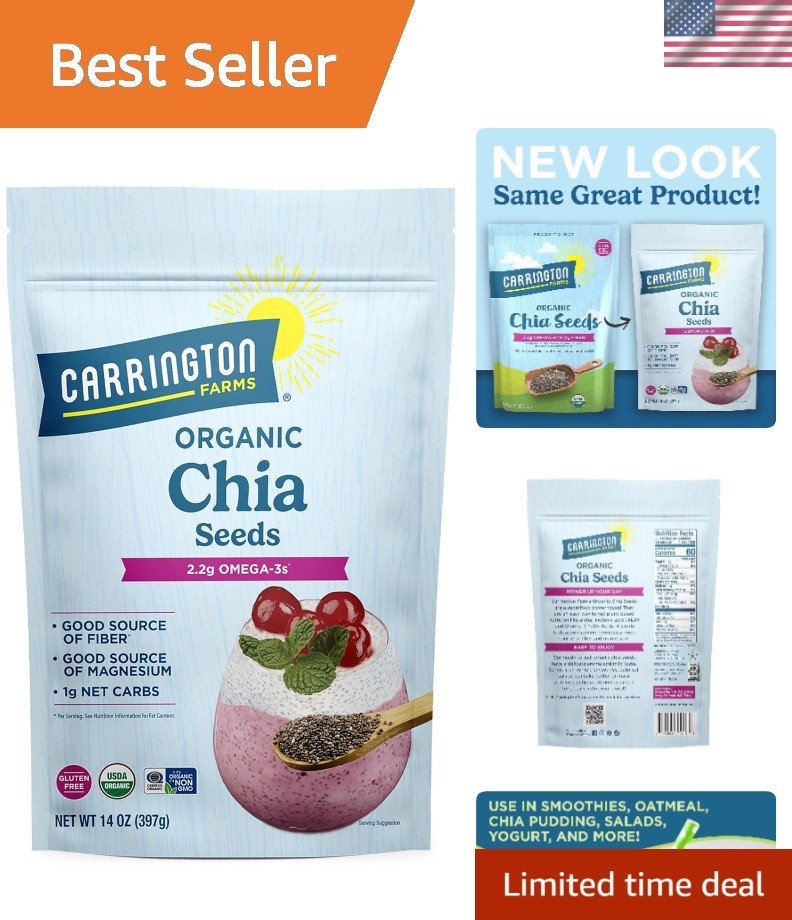 Organic Chia Seeds, 14oz – Complete Protein Source for Healthiest Lifestyles