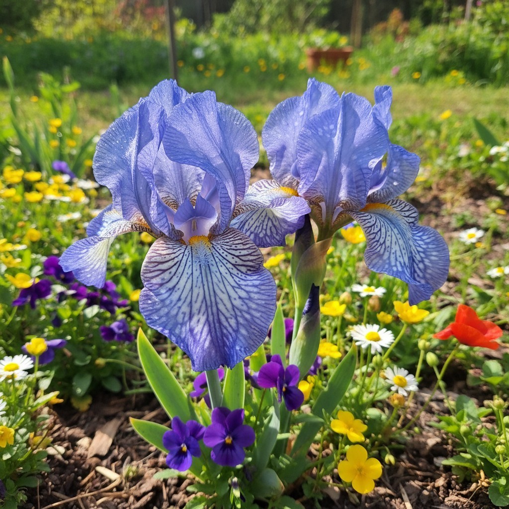 50 Bearded Iris Flower Seeds – Lavender Blue Blooms with White Veins