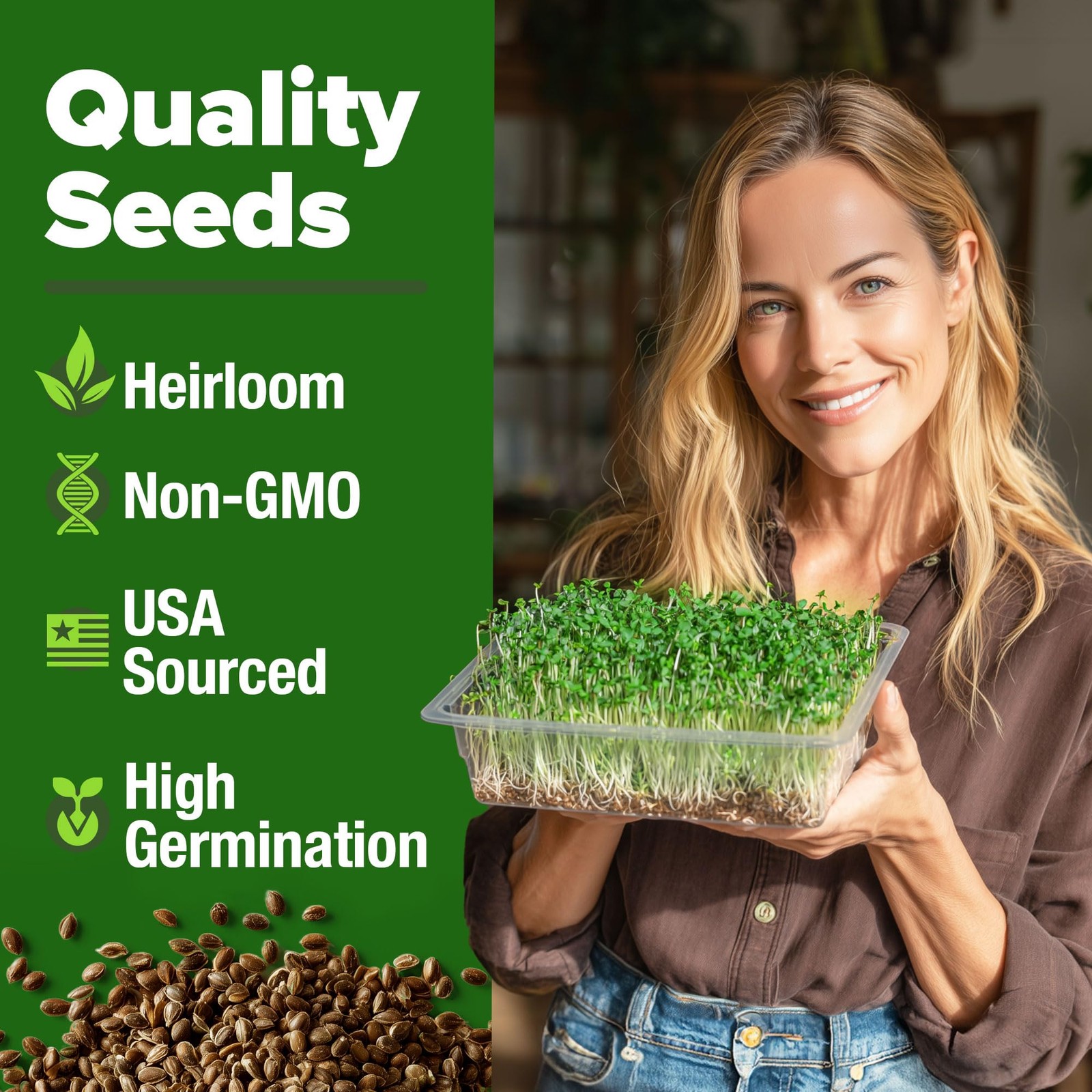 HOME GROWN Premium Sprouting Seeds Mix – Microgreens 118,200 Seeds for Indoor Gr