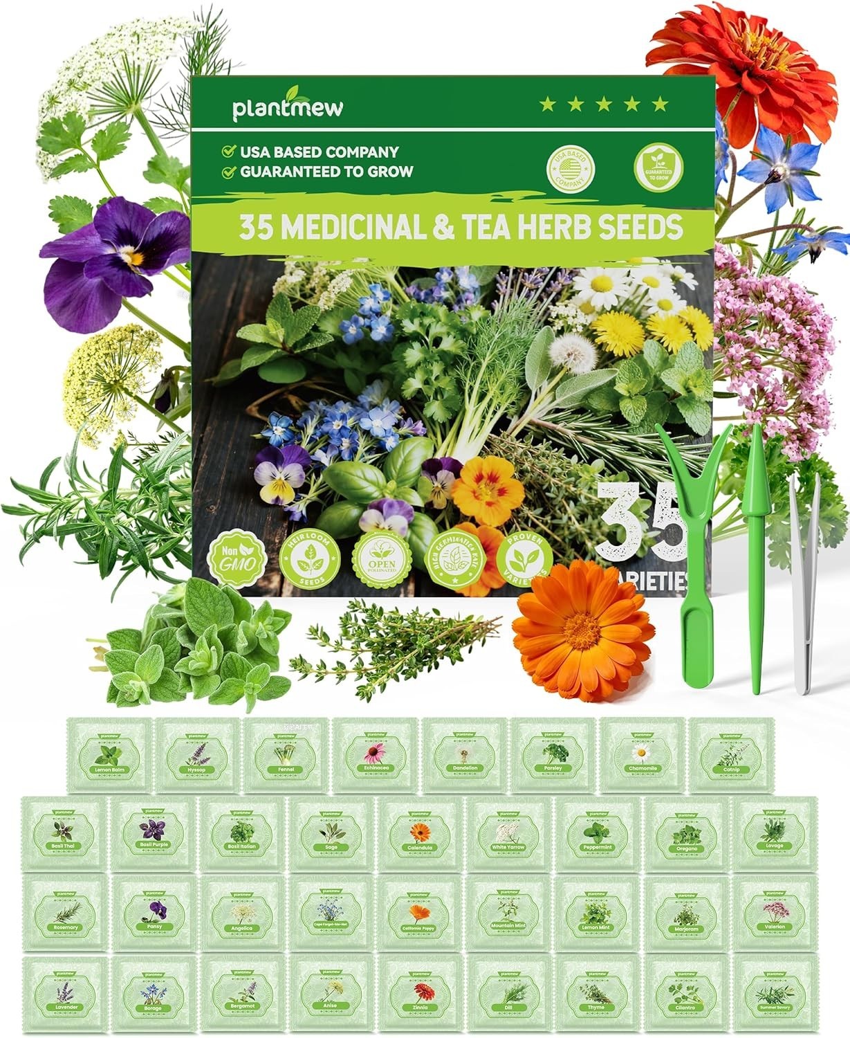 Medicinal & Tea Herb Seeds for Planting – 35 Non-GMO Heirloom Variety Pack fo…