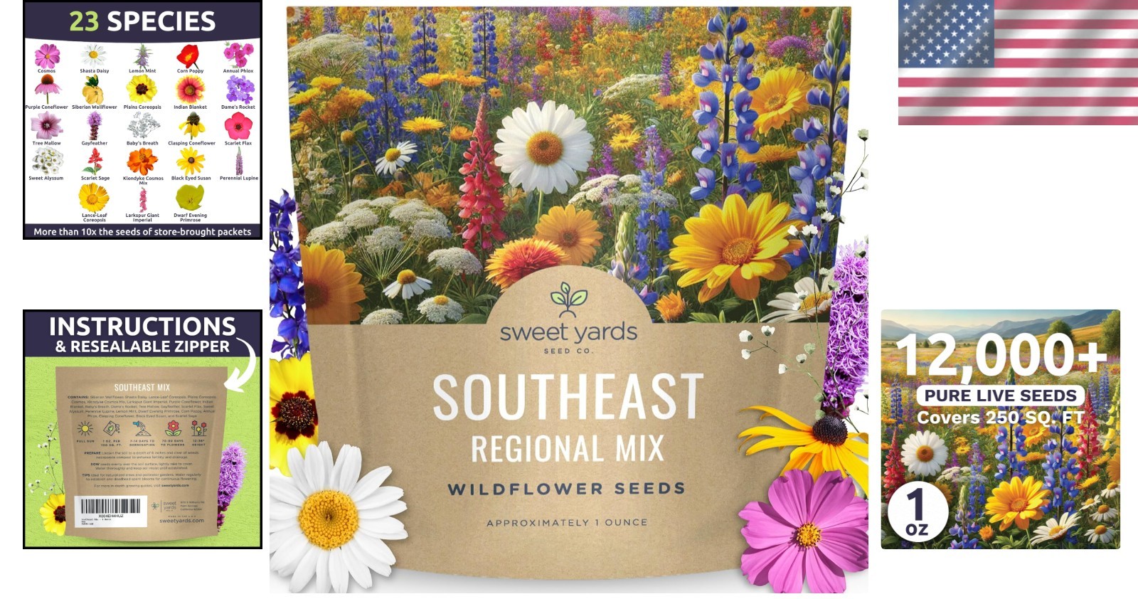 Southeast Regional Mix – Large 1 Ounce Packet – 12000 Flower Seeds for Planti…