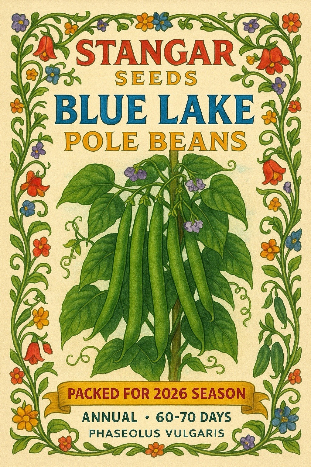 Blue Lake FM1k Green Bean (Pole) Seeds – For 2026 Planting Non-GMO Stringless